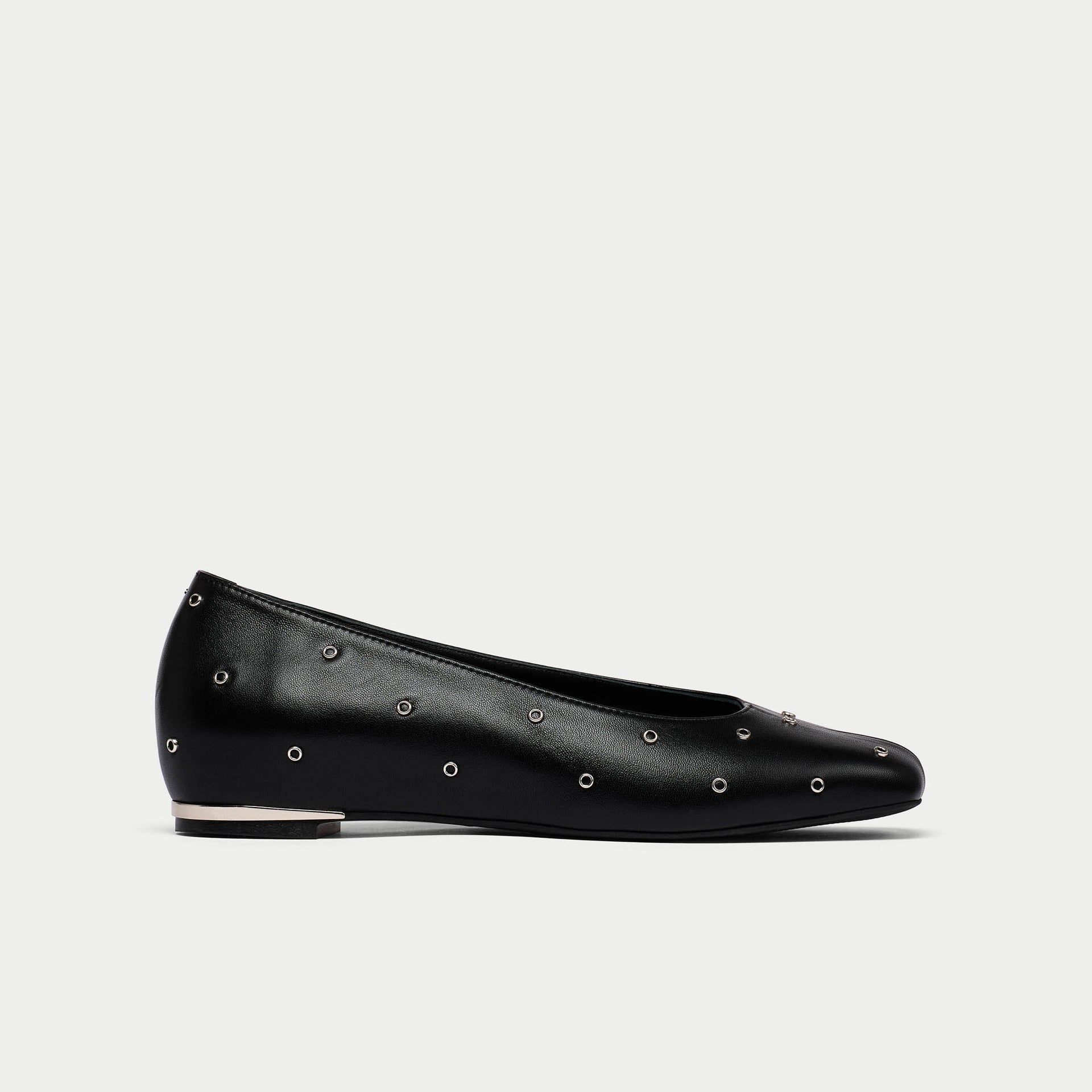 Calla Lucinda Black Studded Leather flat ballerina shoe