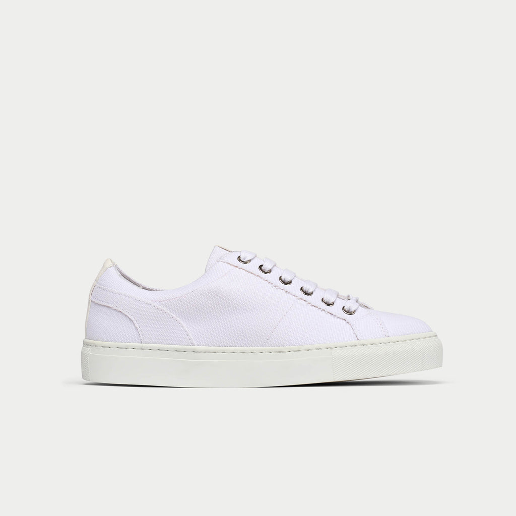 Calla | Luna | White canvas vegan wide-fit flat sneaker