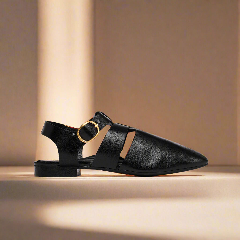minnie black sandals side view