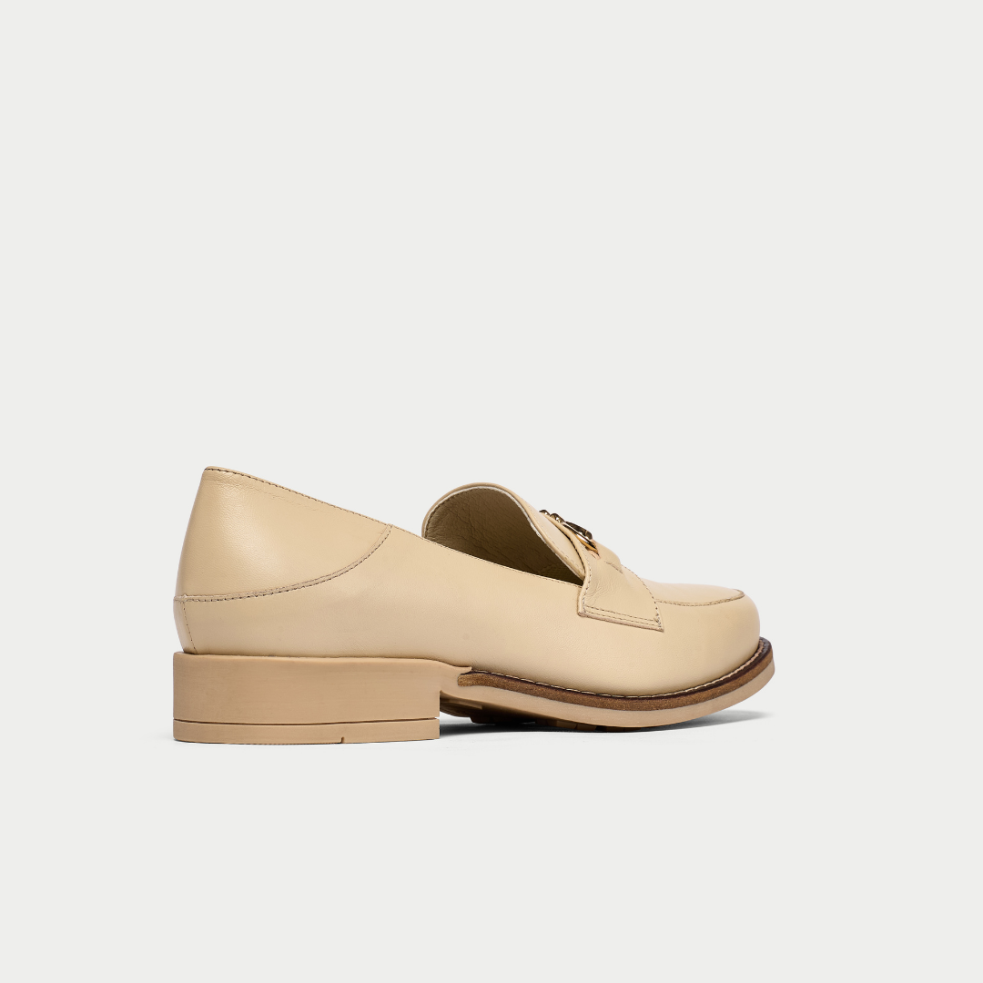 Meredith neutral loafer back/side view