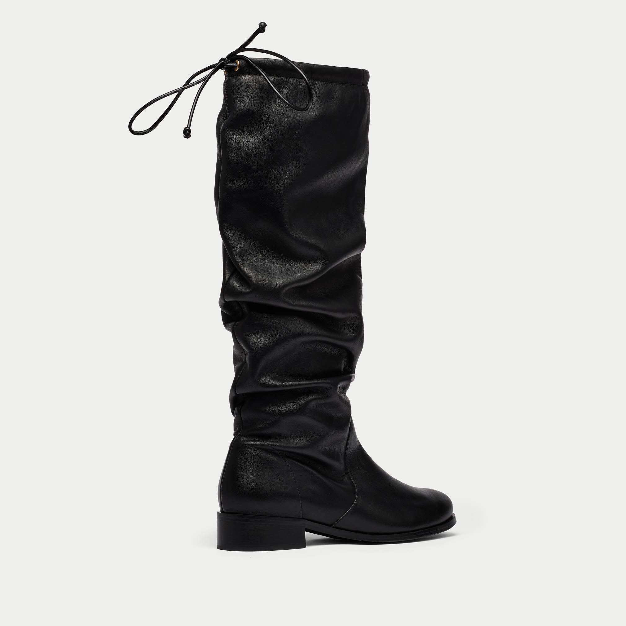 Natalie black leather boot back/side view