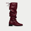 Natalie burgundy leather kneehigh boots for bunions side view