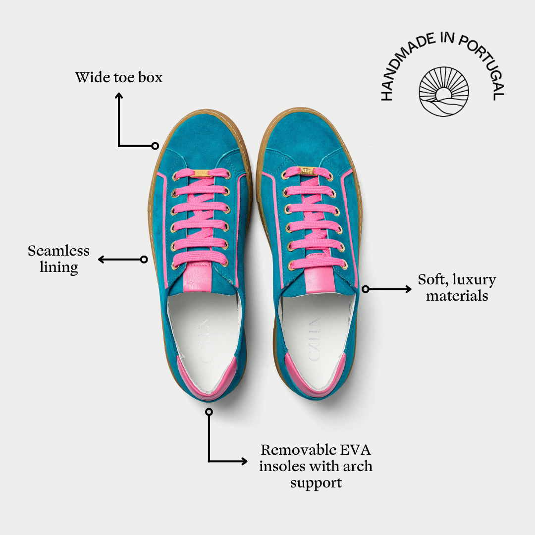 Saturn - Teal & Magenta Suede Wide Fit Sneakers (image 8)