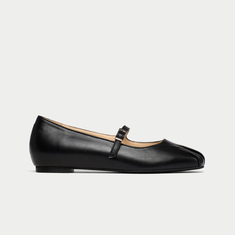 Rosemary - Black Leather Ballerinas