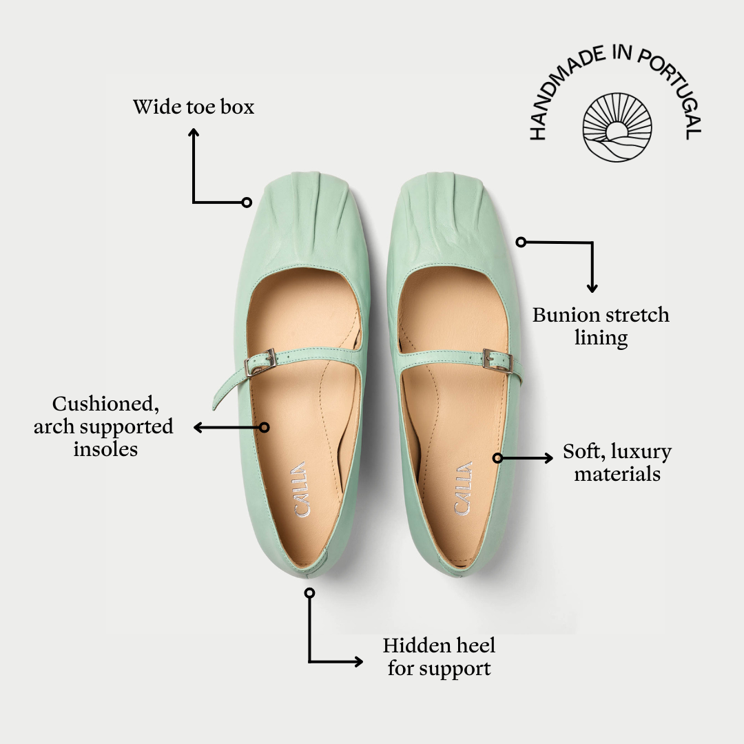 Rosemary mint flat ballerina features