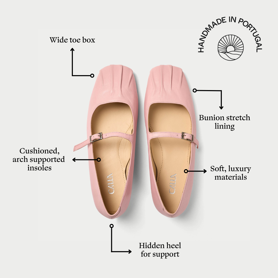 Rosemary pink flat ballerina features