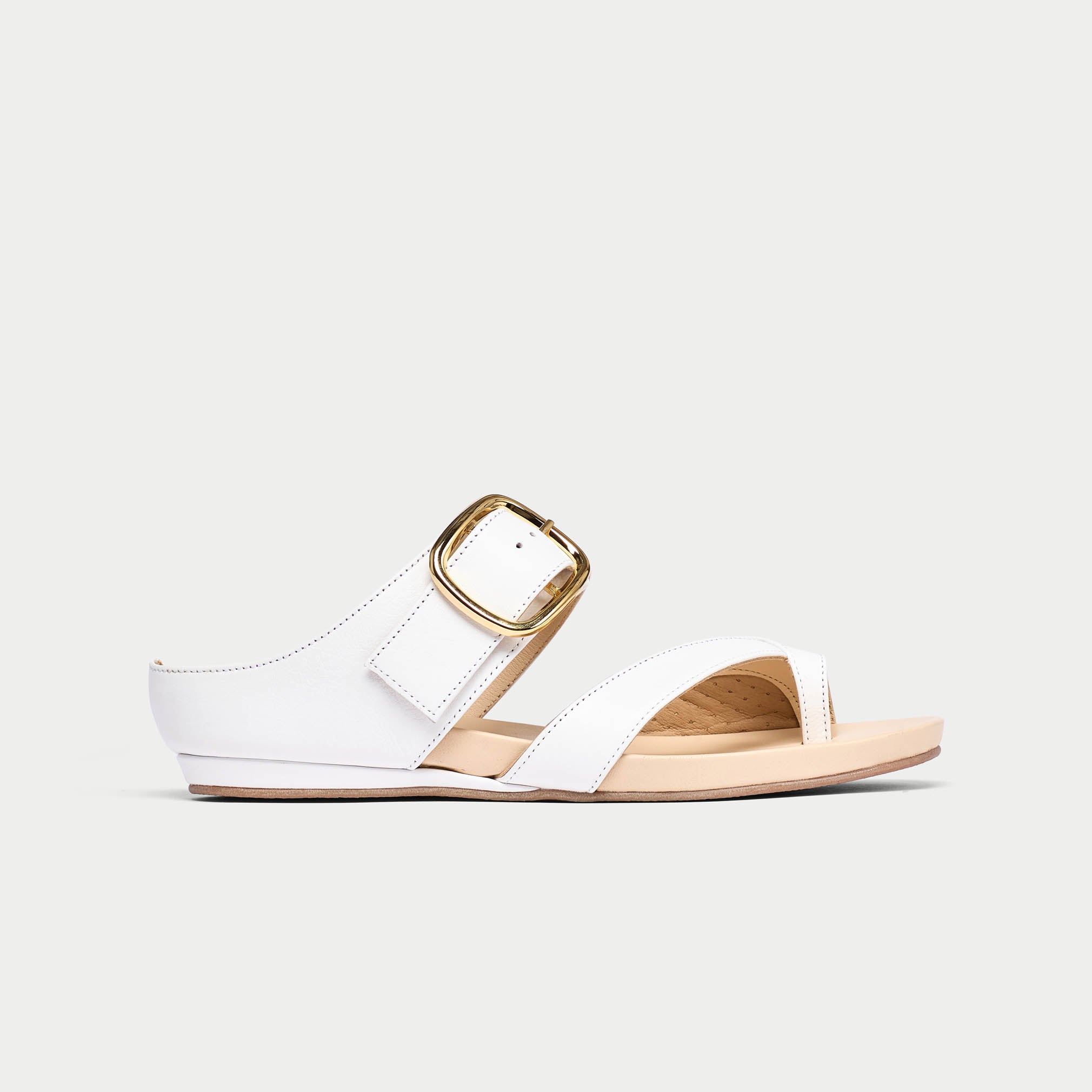 Ruby white leather sandal side view