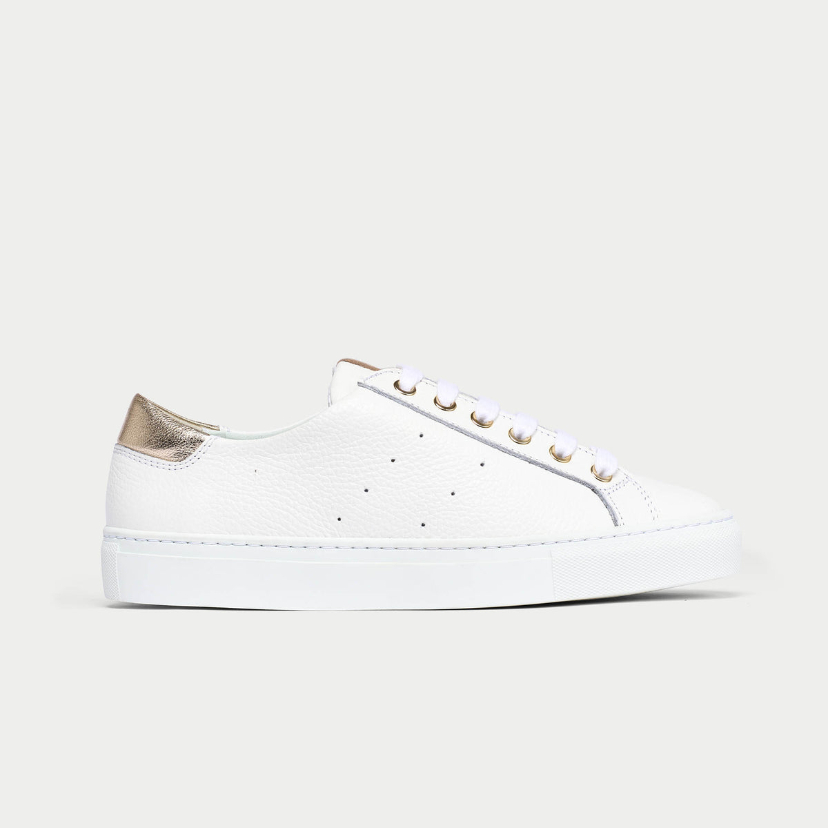 Star - Grain White Leather & Champagne Wide Fit Sneakers (image 1)