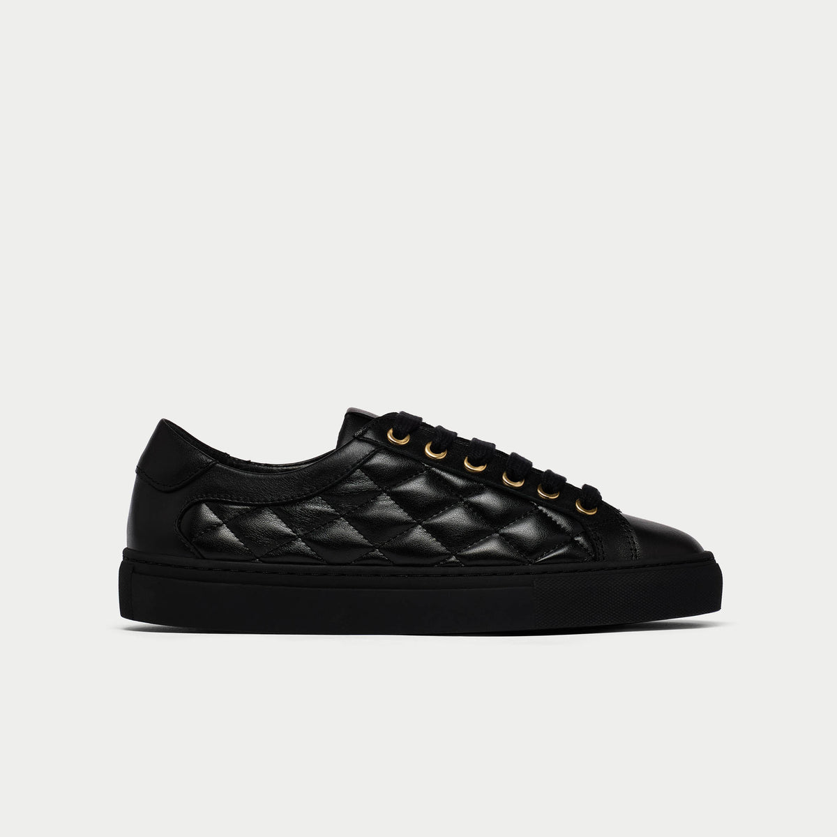 Star - Black Quilted Leather Wide Fit Sneakers (image 1)