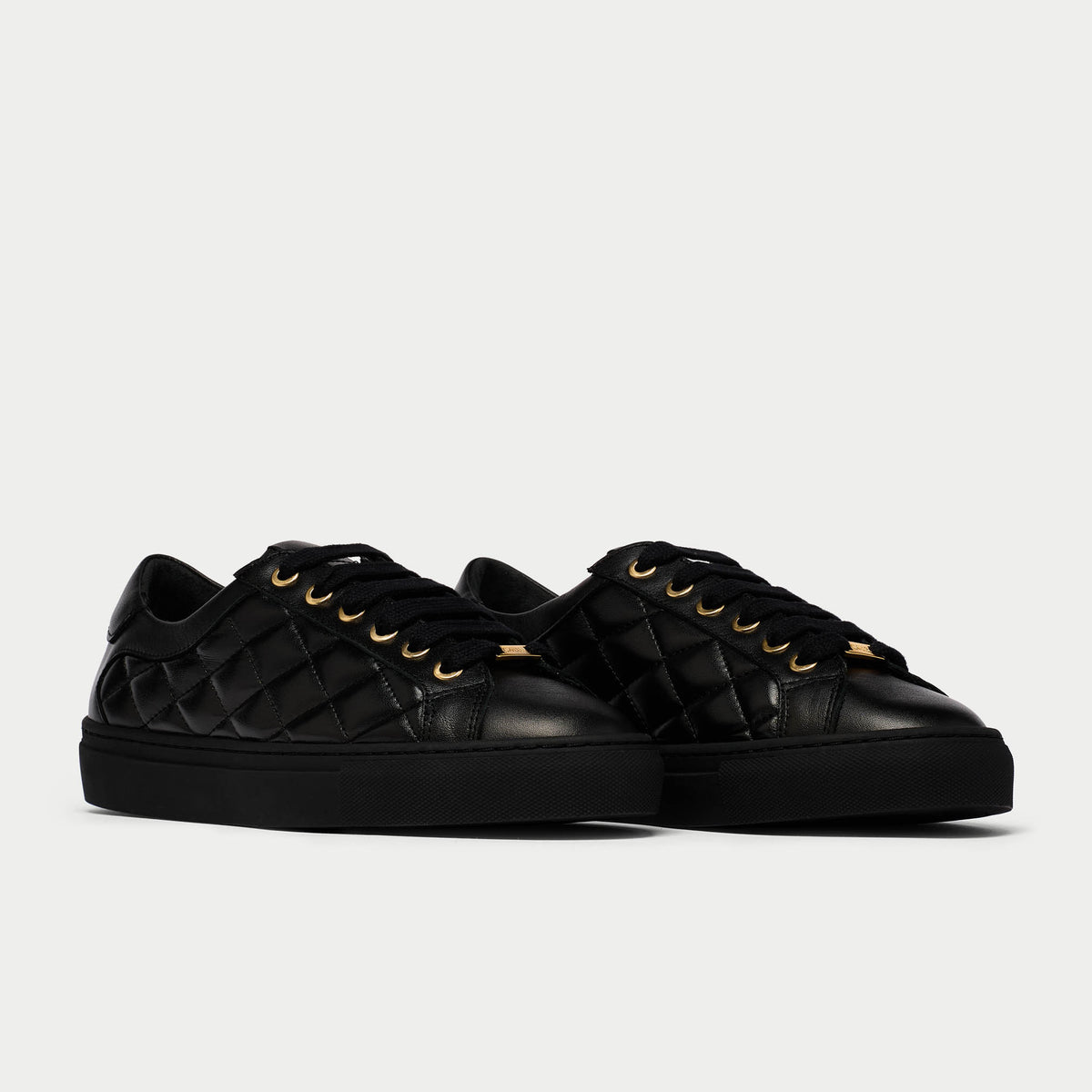 Star - Black Quilted Leather Wide Fit Sneakers (image 6)