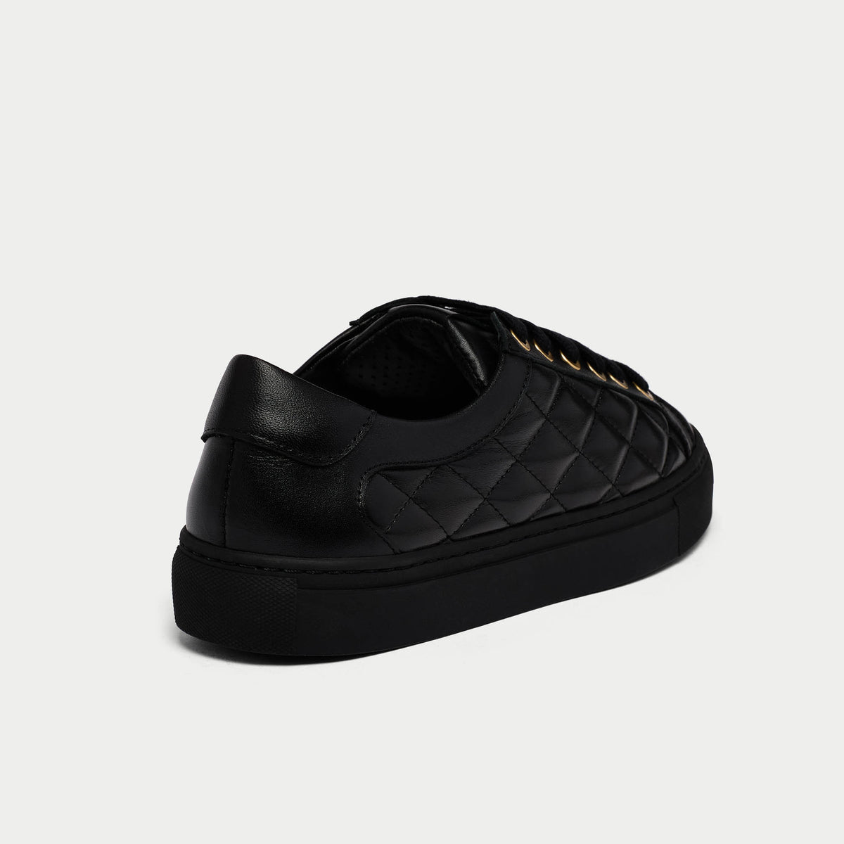 Star - Black Quilted Leather Wide Fit Sneakers (image 7)