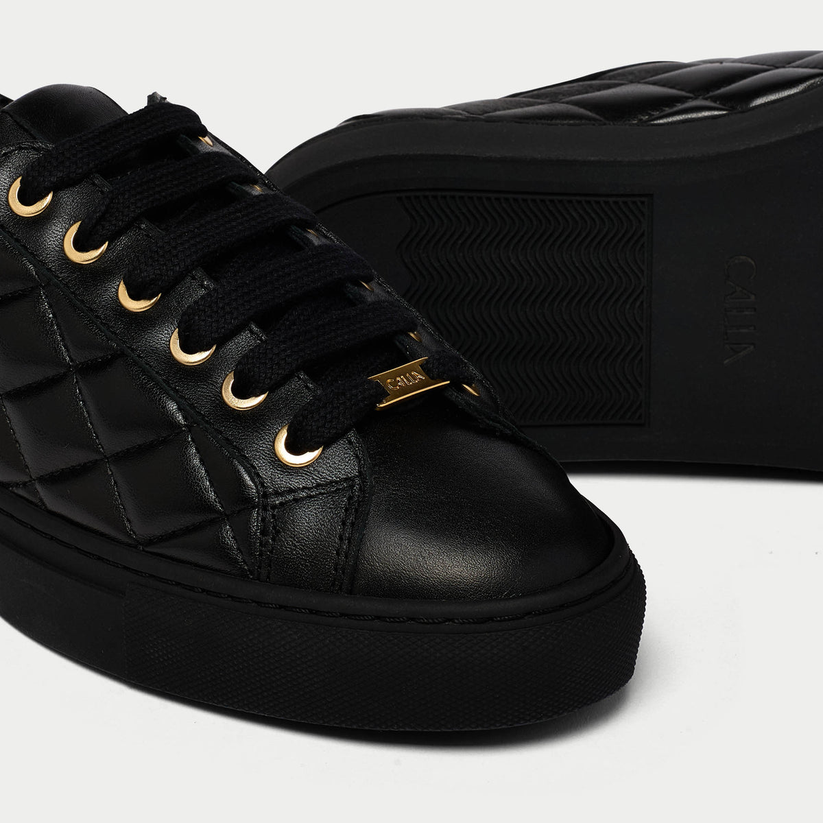 Star - Black Quilted Leather Wide Fit Sneakers (image 3)