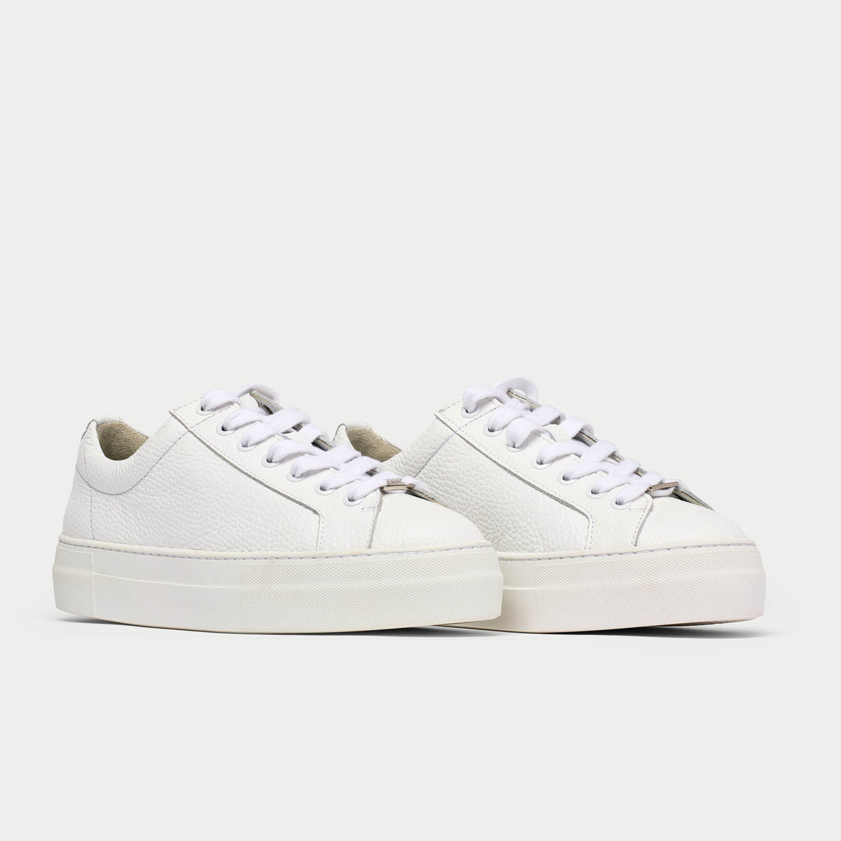 Saturn - White Leather Wide Fit Sneakers (image 2)