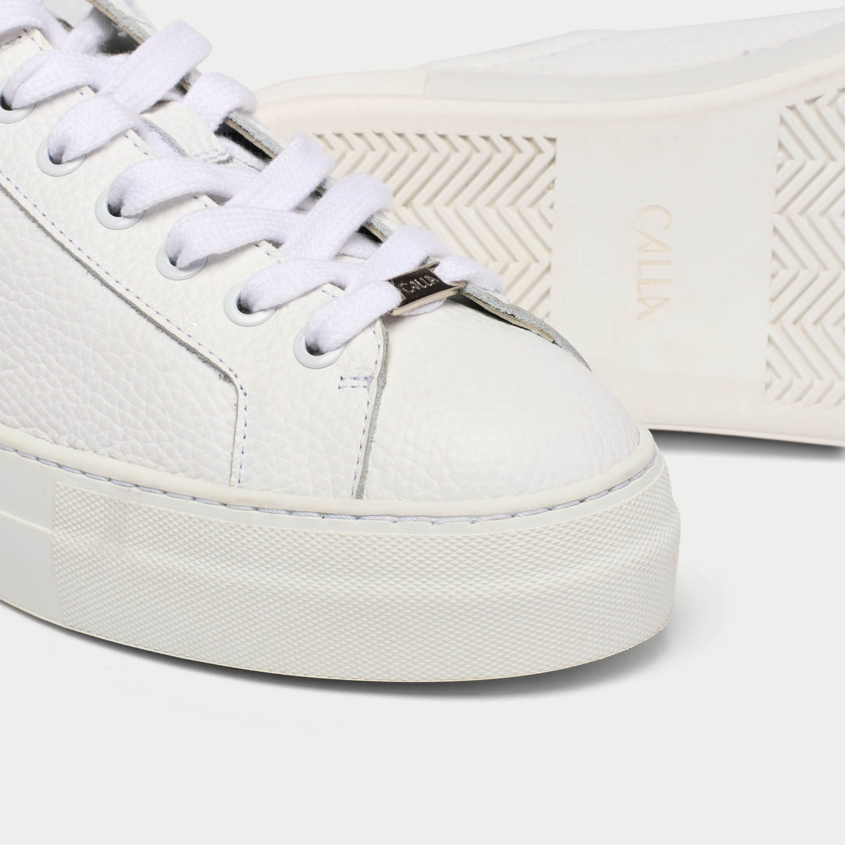 Saturn - White Leather Wide Fit Sneakers (image 4)