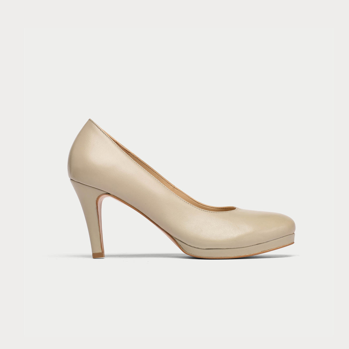 Sophia - Neutral Leather Pumps (image 1)