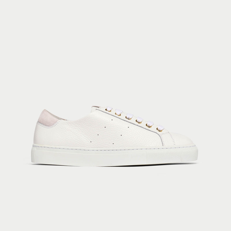 Star - White Grain Leather Wide Fit Sneakers