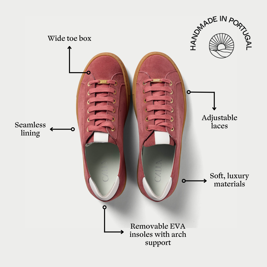 Star dusty rose suede trainers features