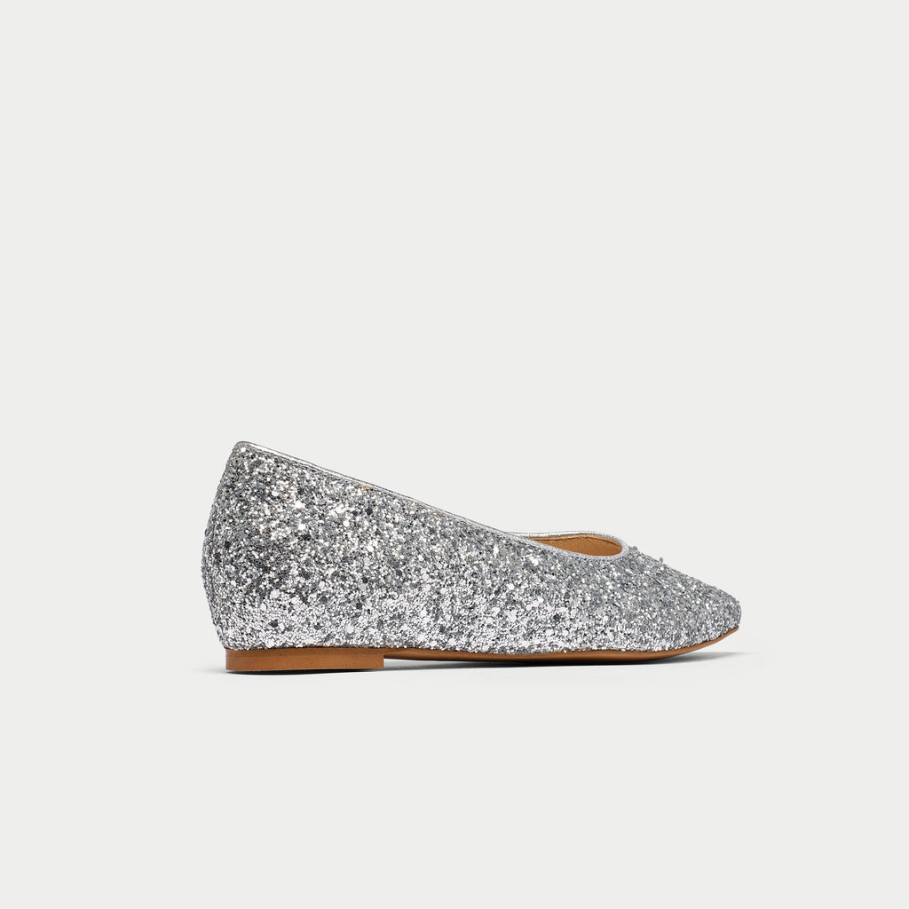 Calla | Agata | Silver Sparkle flat court shoe