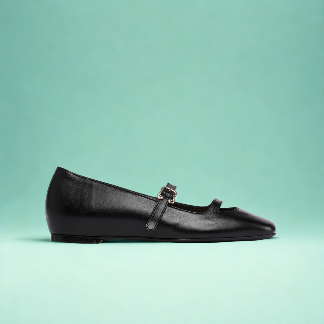 Alexa - Black Leather Ballerinas