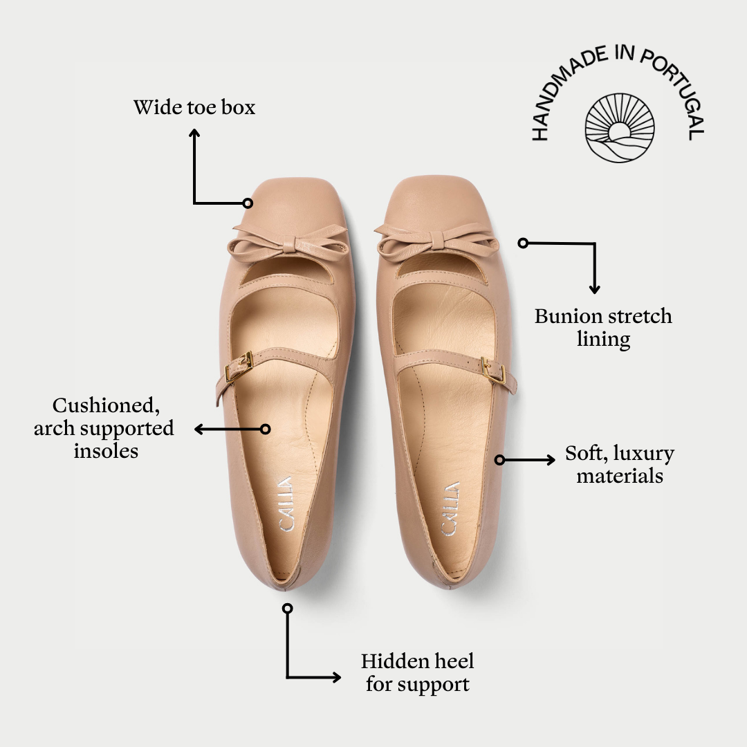 Alexa mocha leather flats features