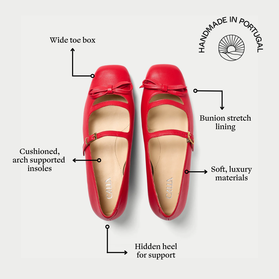 Alexa red leather flats features