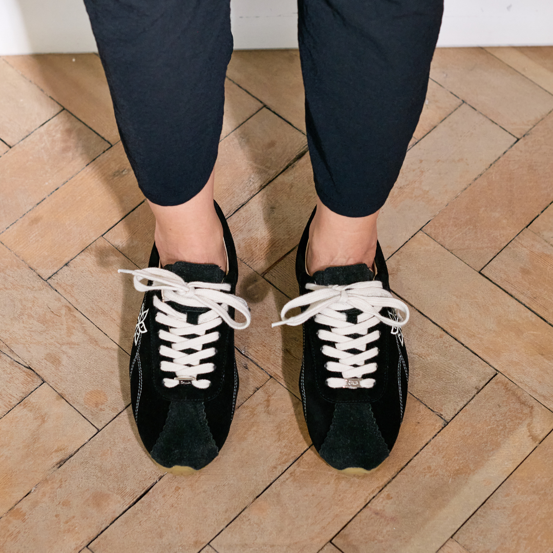 Aurora - Black Suede Wide Width Sneakers