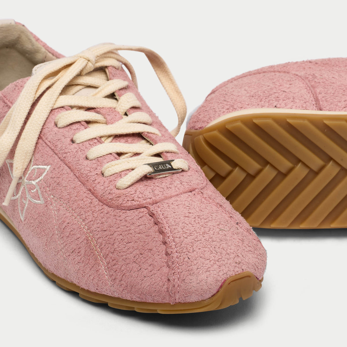 Aurora - Baby Pink Suede Wide Fit Sneakers (image 6)