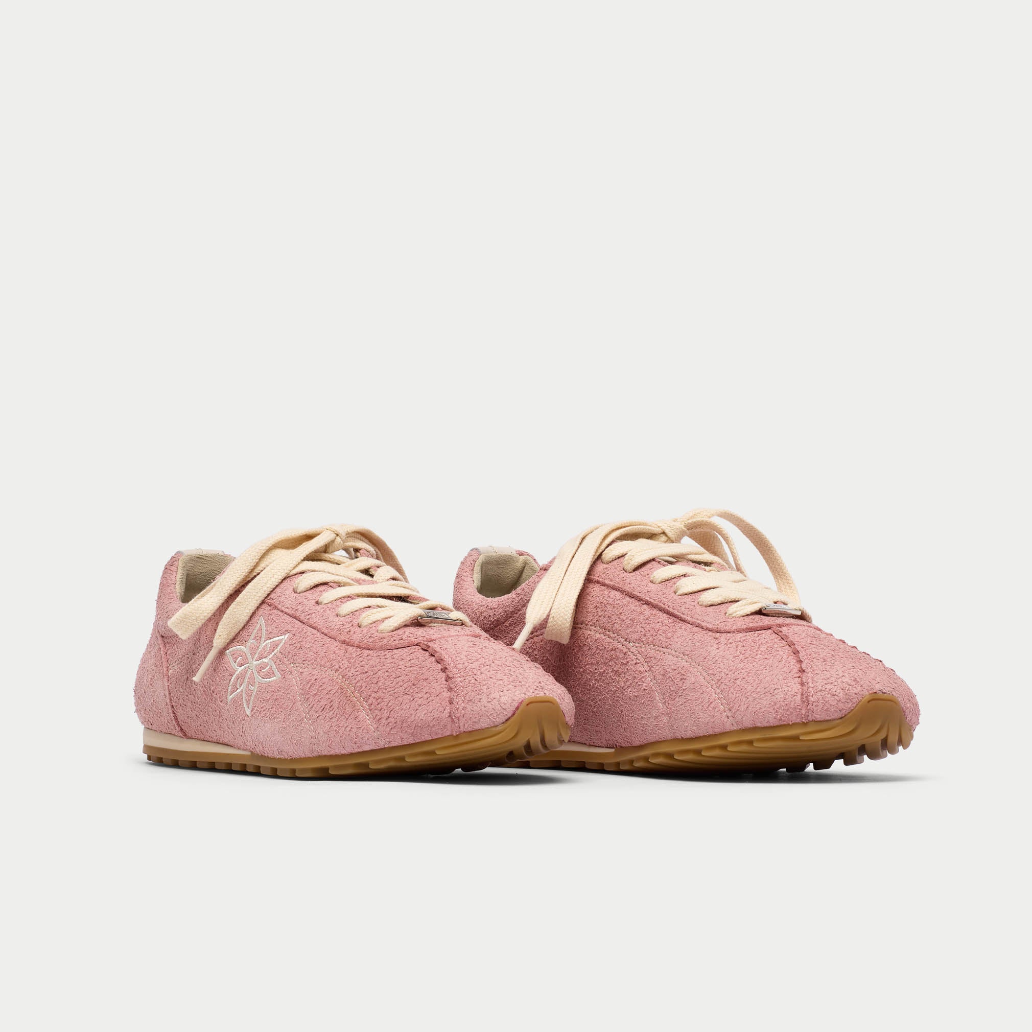 Aurora - Baby Pink Suede Wide Fit Sneakers