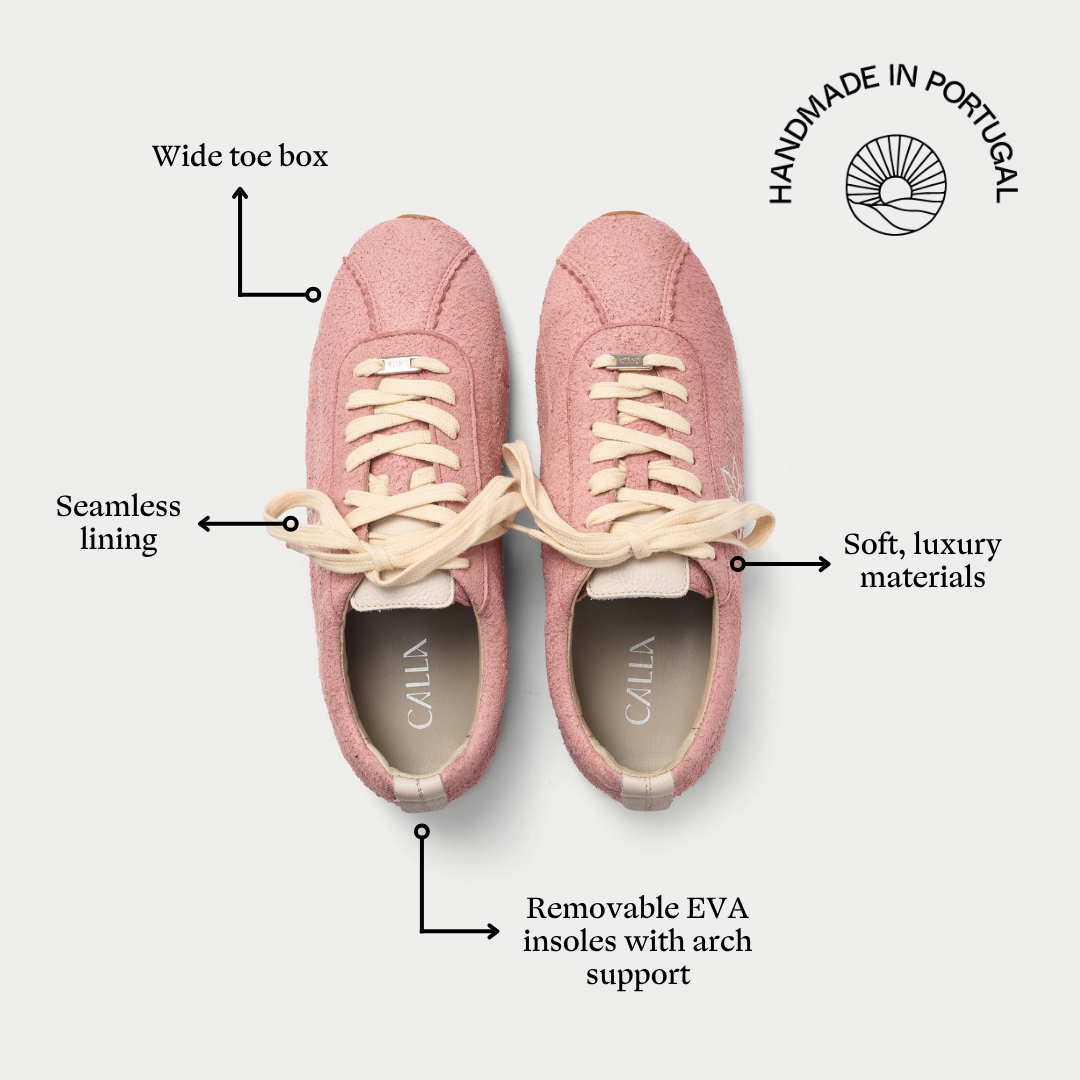 Aurora - Baby Pink Suede Wide Fit Sneakers (image 8)