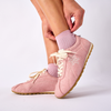 Aurora - Baby Pink Suede Wide Fit Sneakers