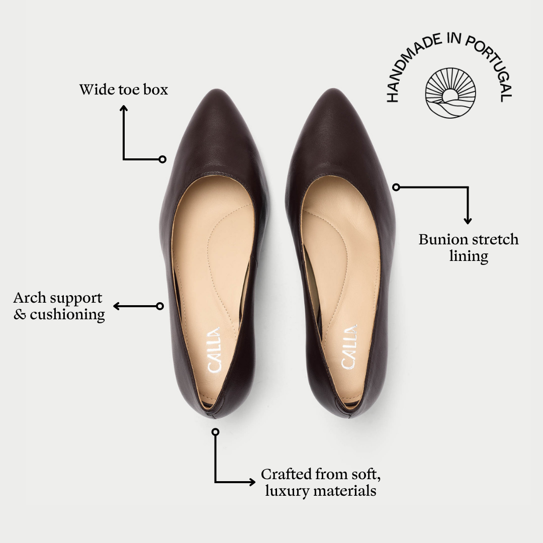Ava - Coffee Leather Pumps