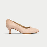 soft pink suede kitten heels for bunions