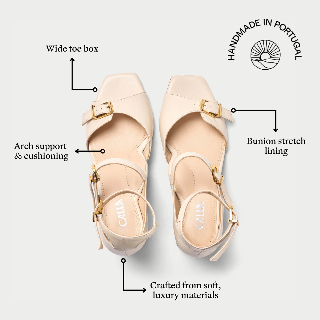 Bridget - Off White Leather Heels