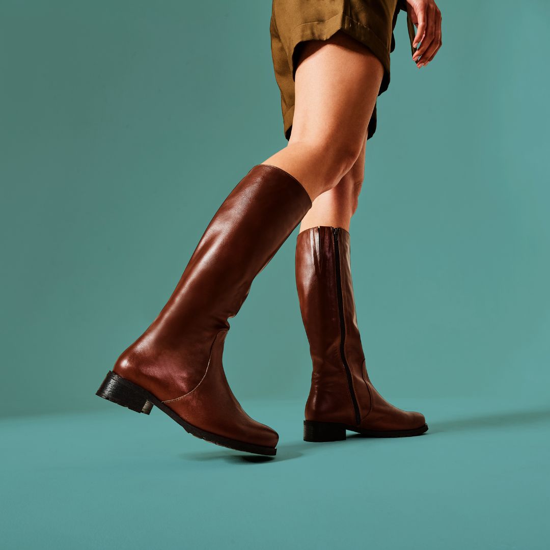 brown knee high boots for bunions