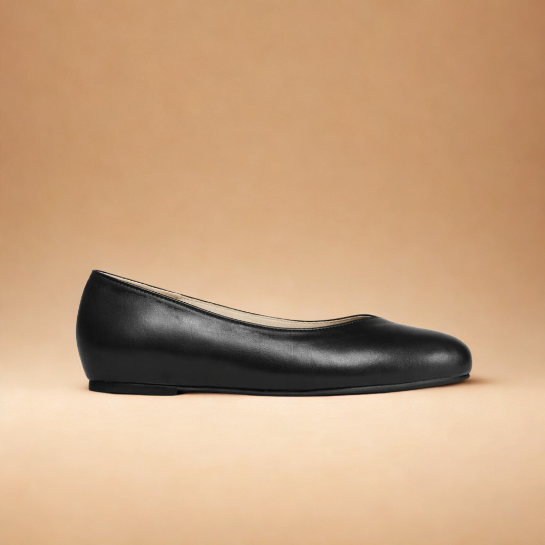 Charlotte - Black Leather Ballerinas