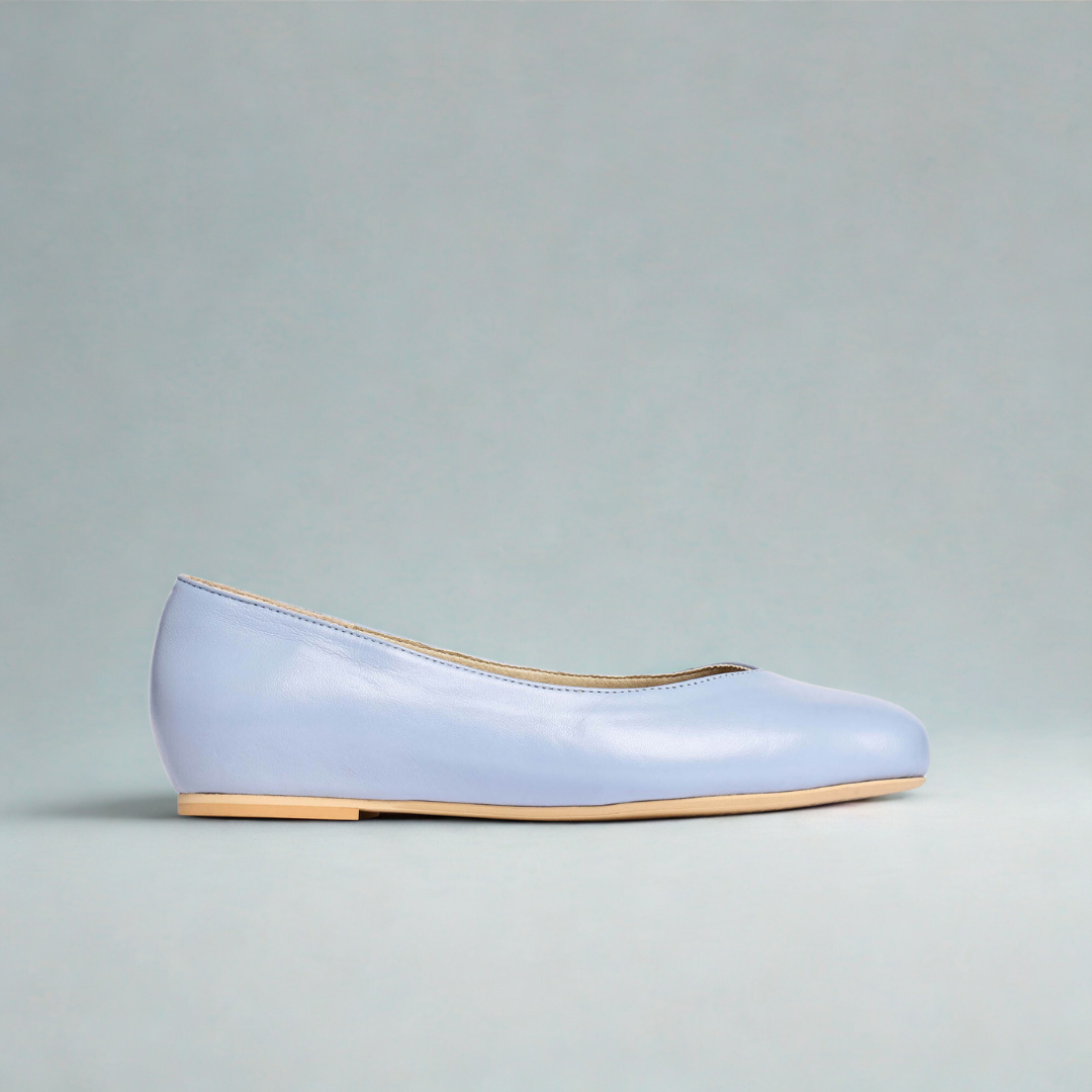 Charlotte - Ice Blue Leather Ballerinas