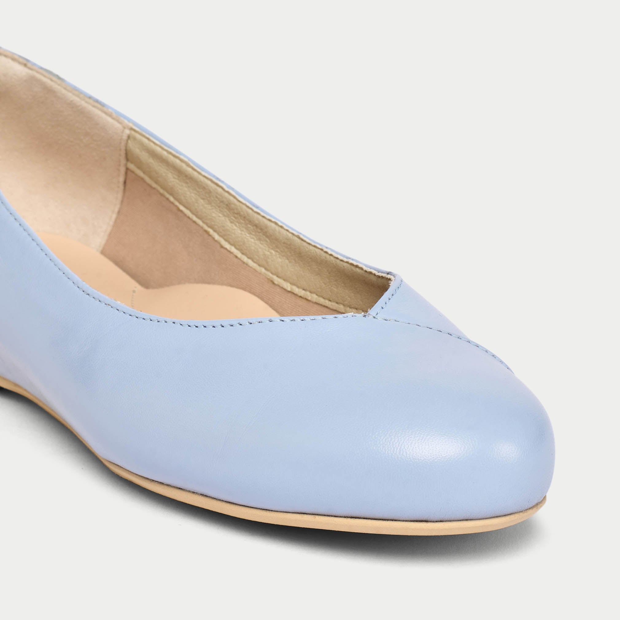 Charlotte - Ice Blue Leather Ballerinas