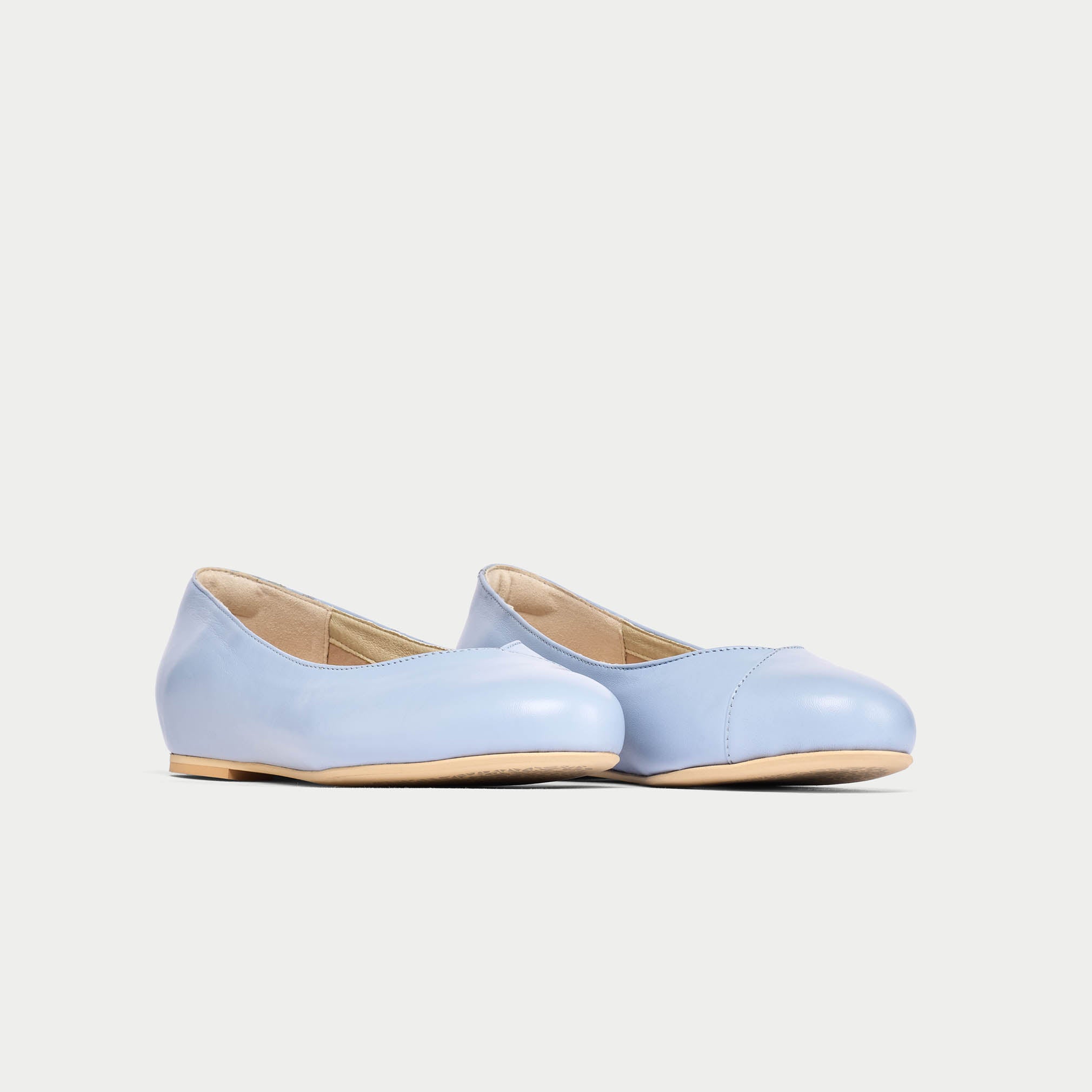 Charlotte - Ice Blue Leather Ballerinas