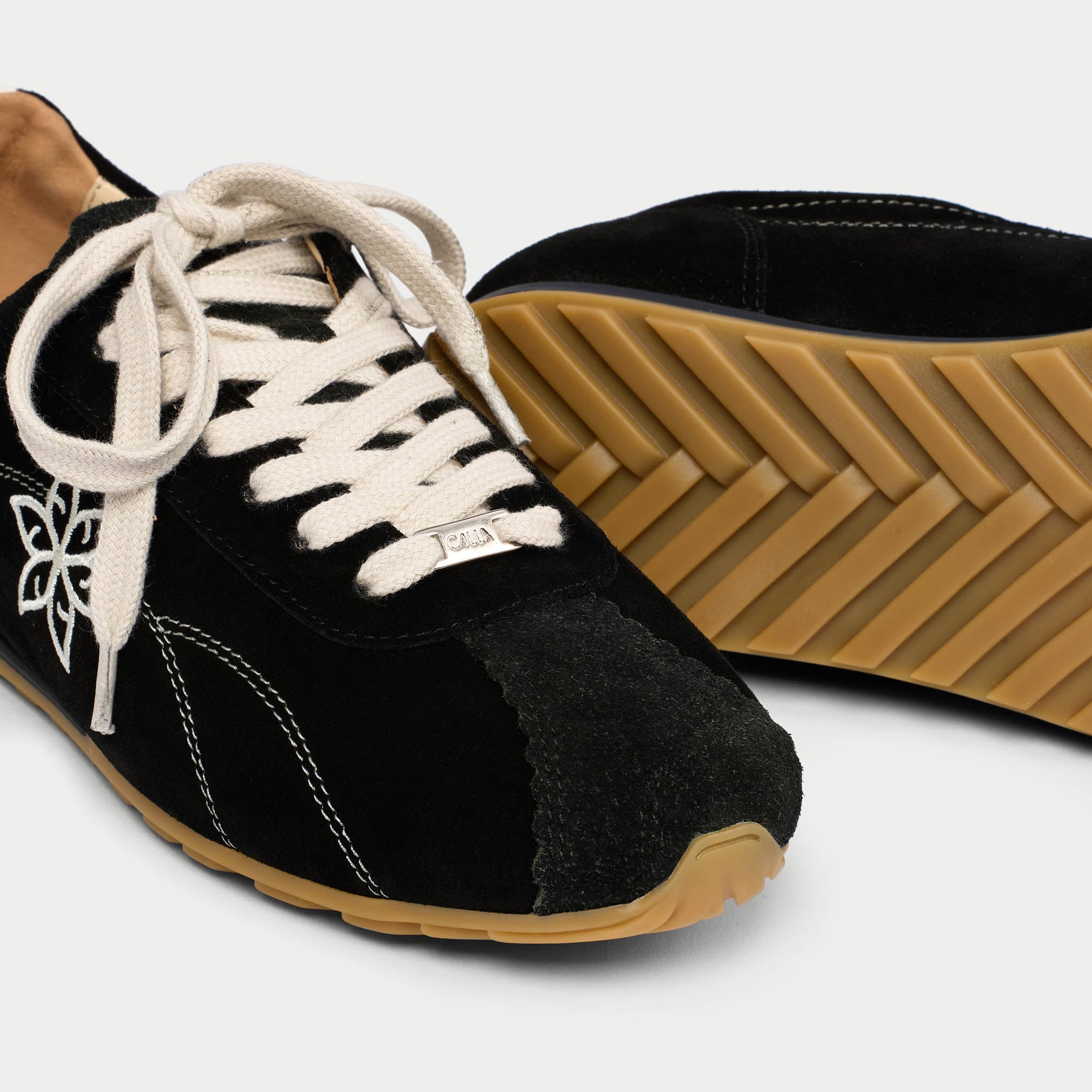 Aurora - Black Suede Wide Fit Sneakers