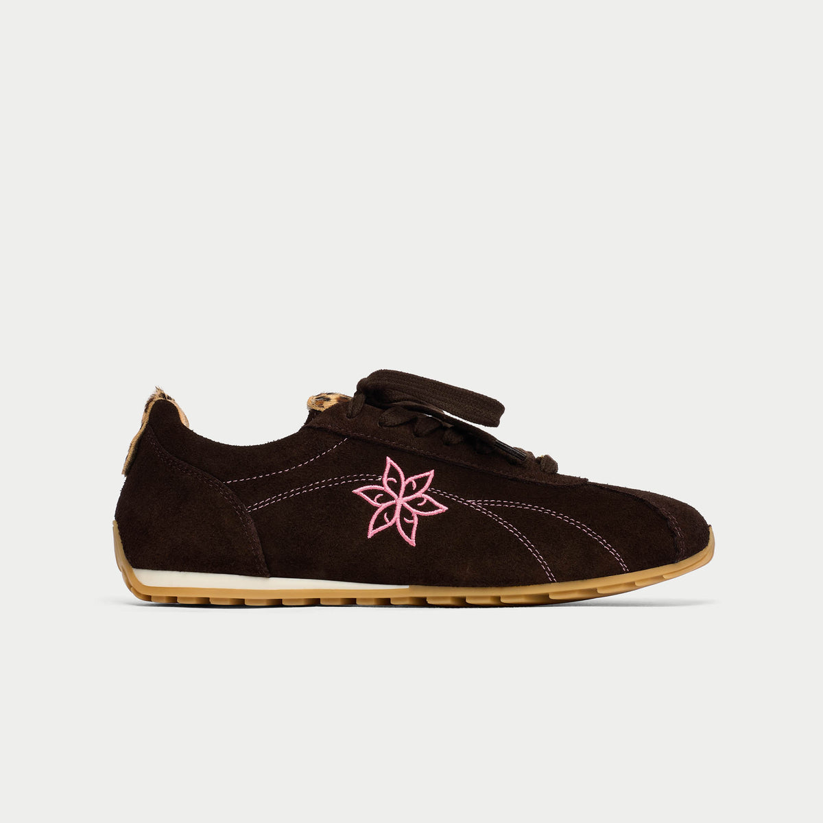 Aurora - Chocolate & Leopard Suede Wide Fit Sneakers