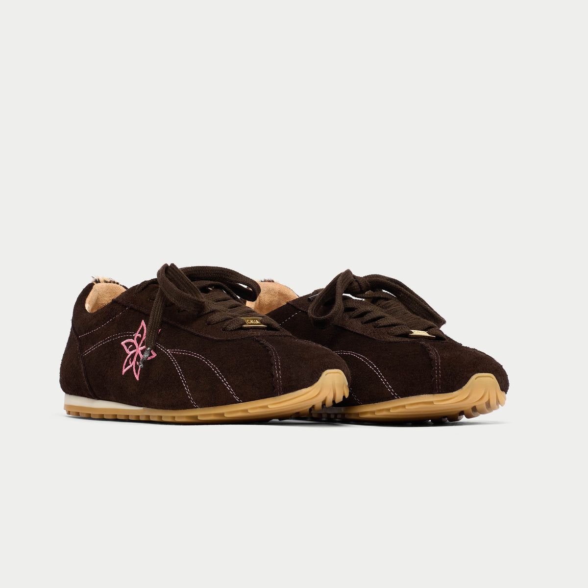 Aurora - Chocolate & Leopard Suede Wide Fit Sneakers
