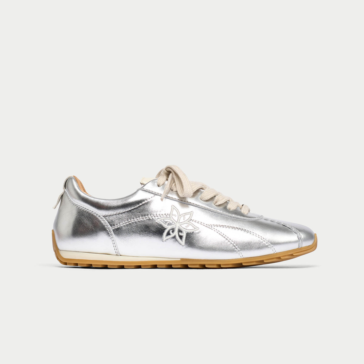 Aurora - Silver Leather Wide Fit Sneakers