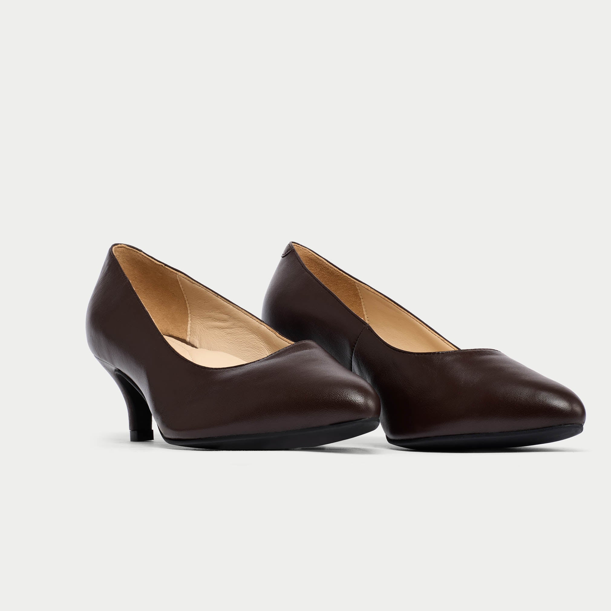 Ava - Coffee Leather Pumps