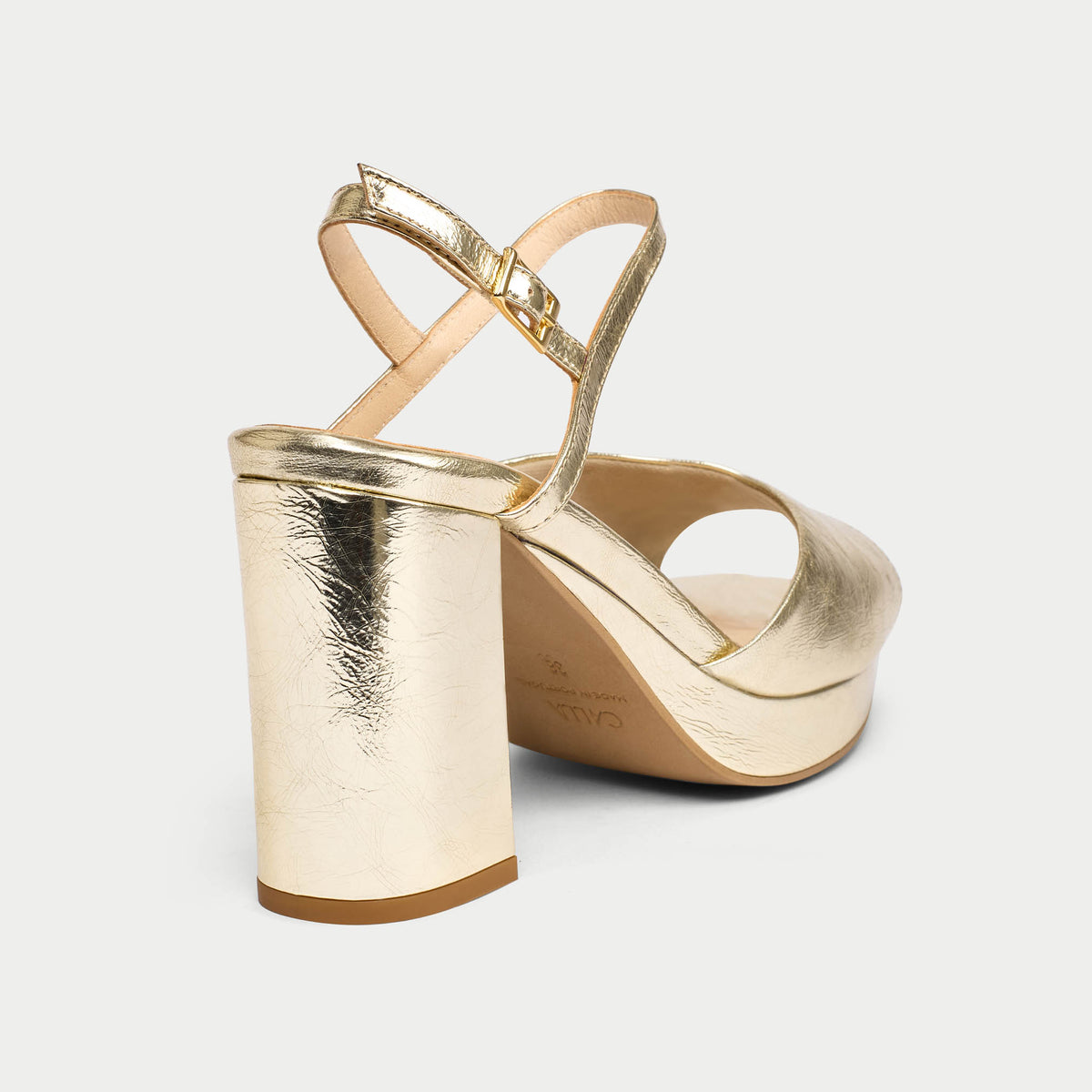 Margot - Molten Gold Leather Block Heels