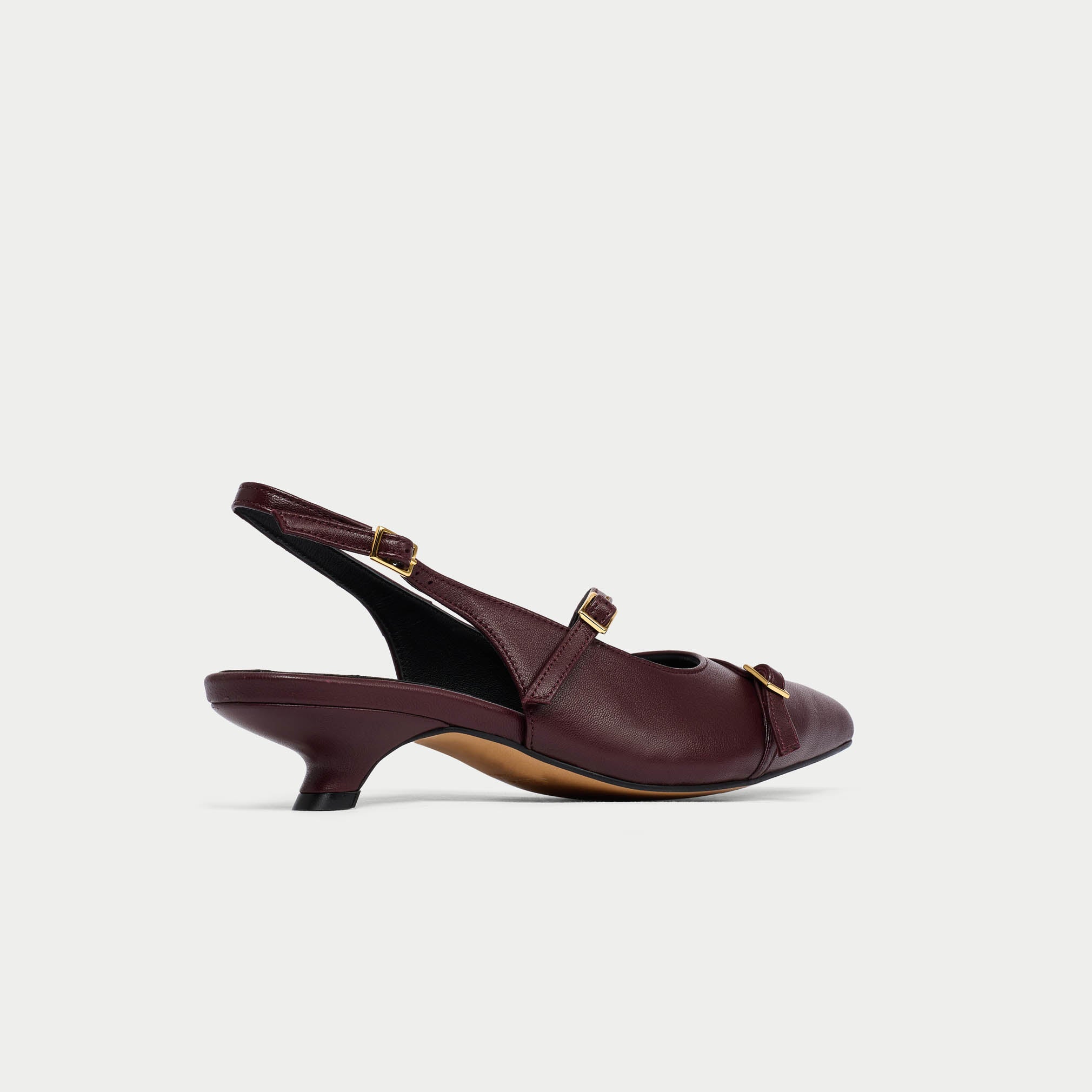 Paloma - Burgundy Leather Kitten Heels