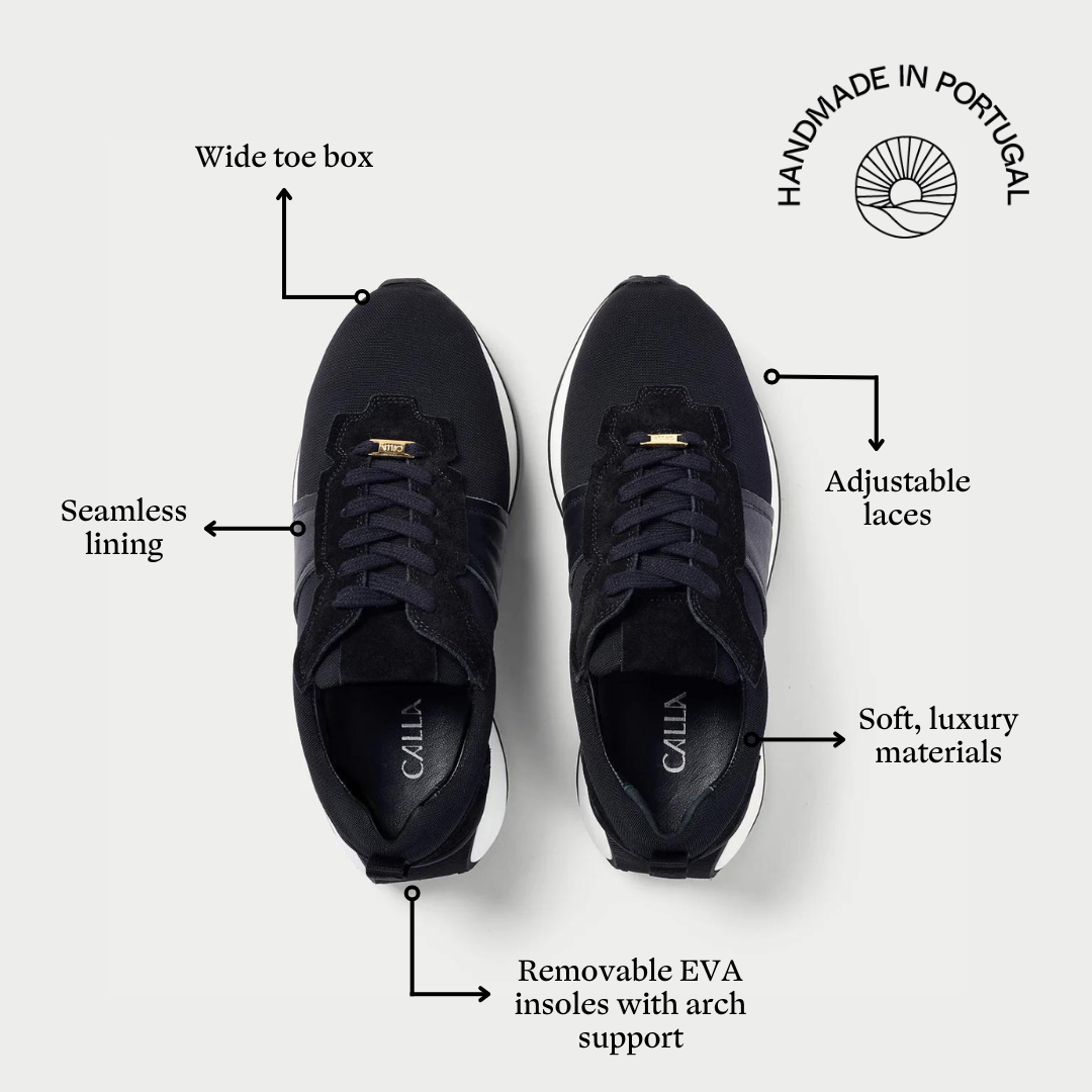 Cosmos - Chunky-Sole Black Wide Fit Sneakers (image 6)