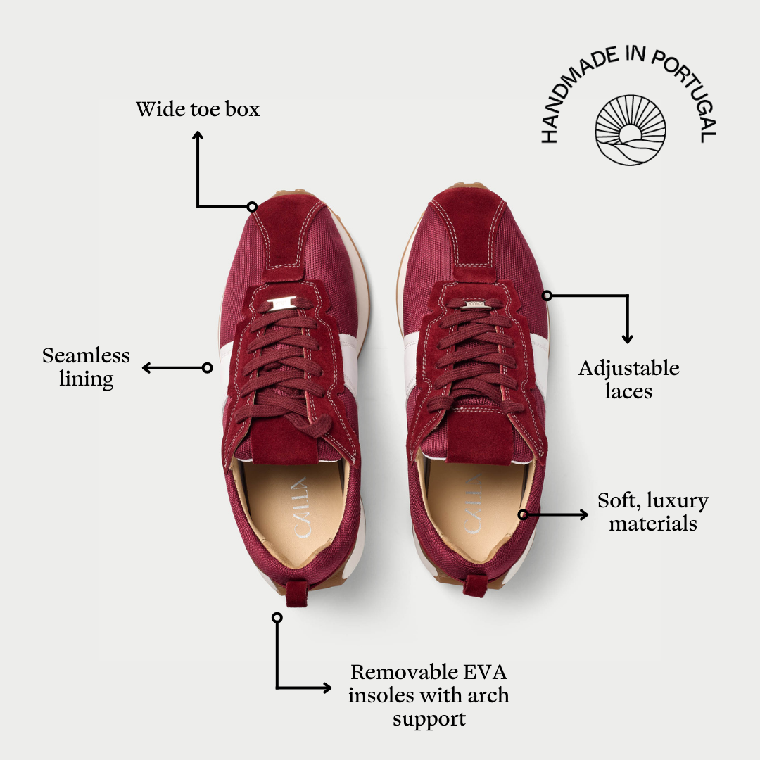 Cosmos - Chunky-Sole Burgundy Wide Fit Sneakers (image 6)