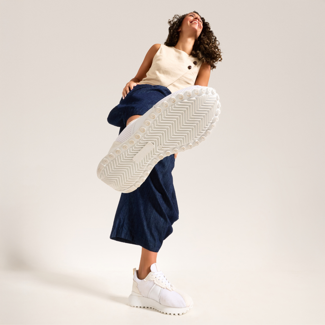 Cosmos - Chunky-Sole White Mesh Wide Fit Sneakers (image 5)