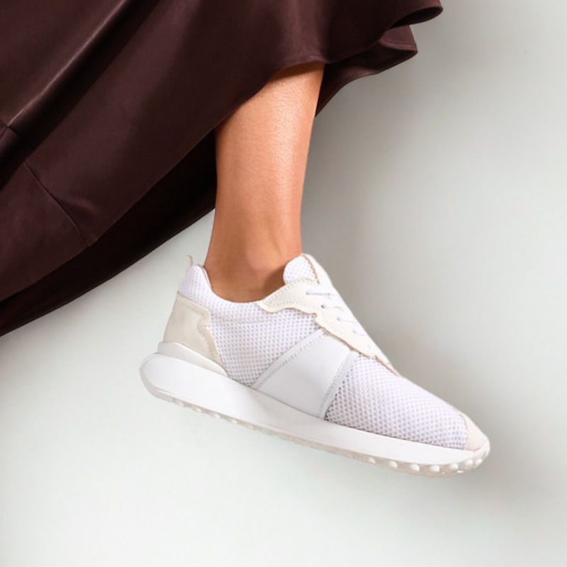 Cosmos - Chunky-Sole White Mesh Wide Fit Sneakers
