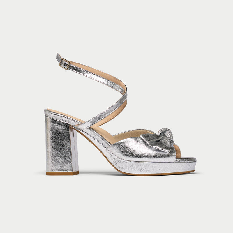 Daisy - High-Shine Silver Metallic Block Heels
